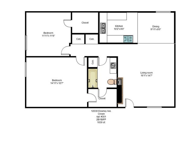 2HAB/1BA - Crown Apartments