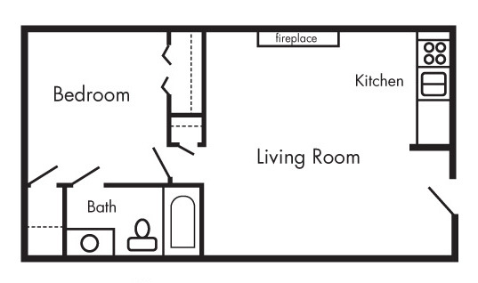 Eficiencia Plano de planta de 1 habitación - Belleville