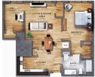 One Bedroom w/office/2nd bedroom