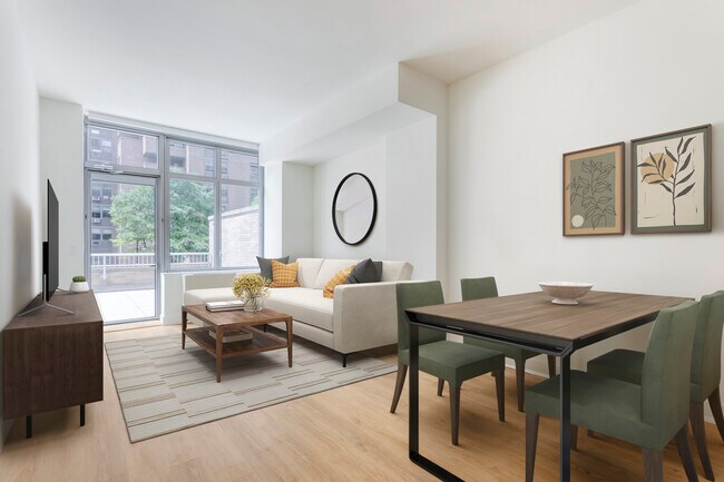 Paquete renovado I, sala de estar y comedor con piso de superficie dura - Avalon Morningside Park