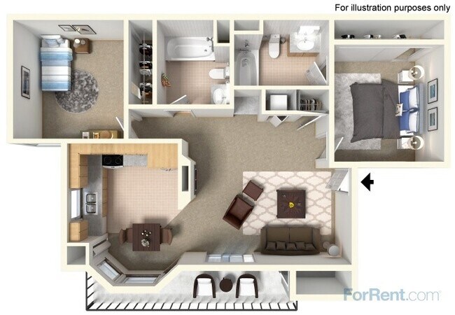Plano A: 2 habitaciones, 2 baños - Stonegate