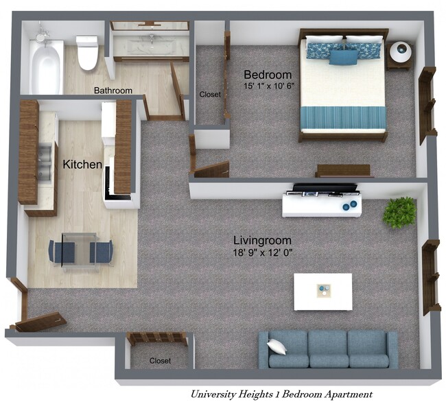 Apartamento de 1 dormitorio - University Heights Apartments