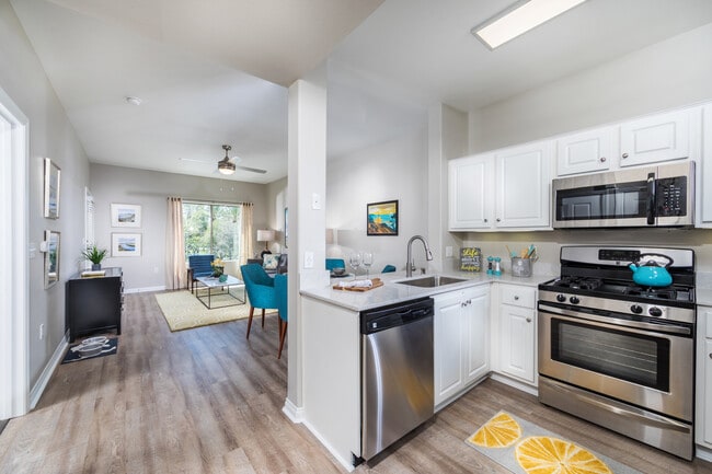 Modern Kitchen and Living Area - Overture Rancho Santa Margarita 55+ Senior Housing Apartment Homes