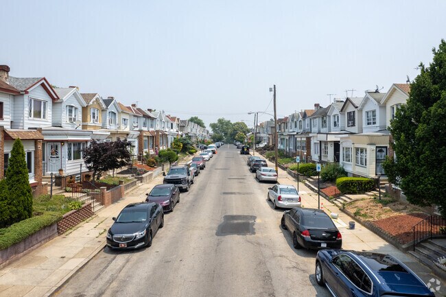 Residential streets in parts of the Overbrook neighborhood are densely populated with rowhouses.