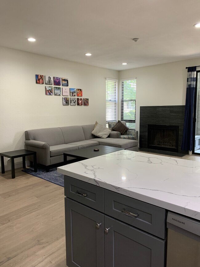 Stain proof quartz countertop and backsplash - 6442 Buena Vista Dr