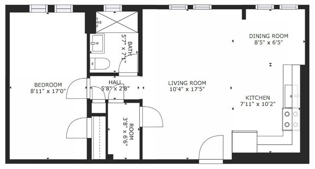 The Lewis – 1 Bedroom, 1 Bath