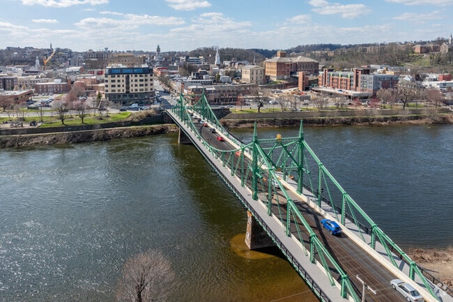 Northampton Street Bridge links Phillipsburg to Easton across the Delaware River.