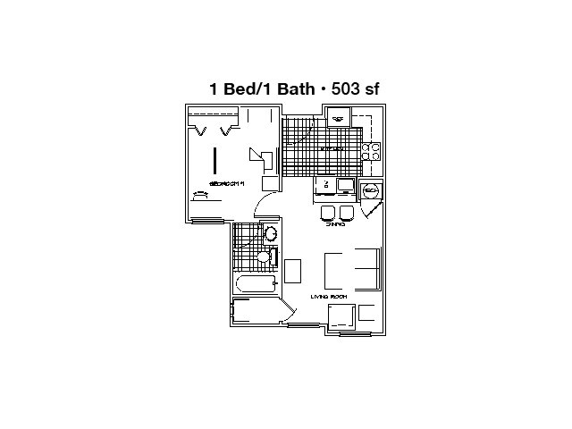 1BR/1BA - Student | University Courtyard Apartments