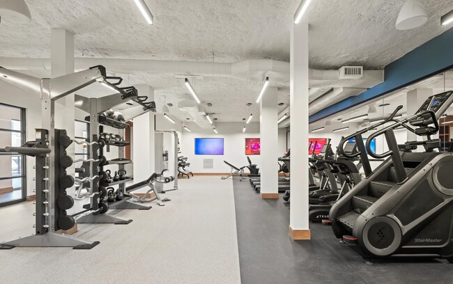 Elevate your fitness routine in the club-quality fitness studio at Modera Newton in Newton, MA. - Modera Newton