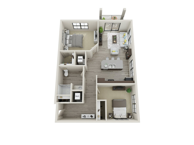 2HAB Plano de apartamento - Niles Post Office Apartments