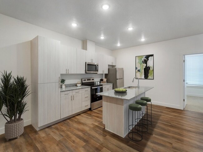 Kitchen with Island - The Atlas Apartments