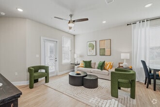 The Cape: 1BA, 1BR- Living Room - Flats at East Bay