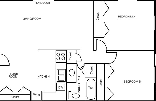 2HAB/1BA - Townwood Apartments
