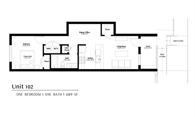 Apartment 102 Floor Plan - The Clermont