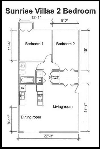 2HAB/1BA - Sunrise Villas Apartments