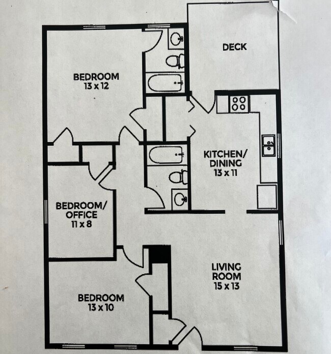 Floorplan shows room dimensions, the wall between the kitchen and the living room is removed - 1697 Litton Ave