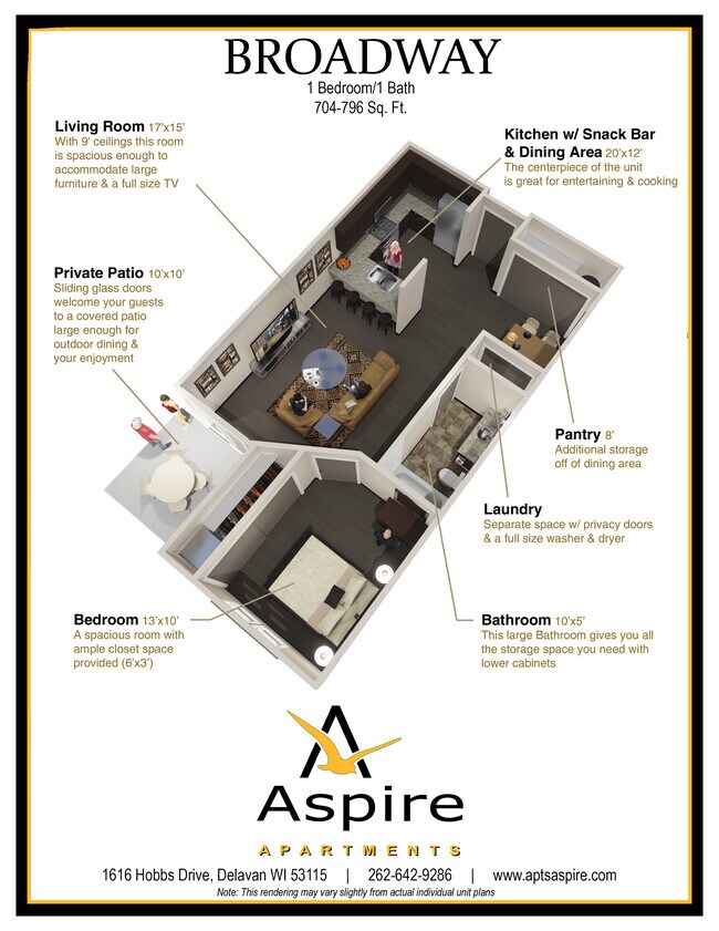 Plano de planta - Aspire Apartments