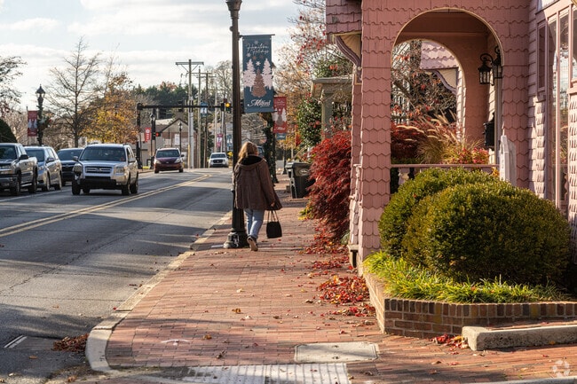 Brick sidewalks make Milford a very walkable neighborhood.