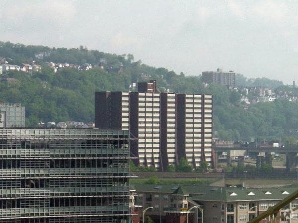 View to the Northeast from across the Allegheny River - North Side  Apartments