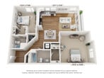 This well-designed apartment offers 1110 square feet of living space on a single floor, featuring 4 bedrooms and 2 bathrooms. The primary bedroom is generously sized at 260 square feet, providing ample space for relaxation. The modern kitchen is equipped with stainless steel appliances, white cabinetry, and a subway tile backsplash, seamlessly integrating with the open-concept living area. Large windows throughout the apartment allow for abundant natural light and offer scenic views of the surroundings. The bathrooms are elegantly appointed with contemporary fixtures and finishes. Hardwood-style flooring runs throughout the main living areas and bedrooms, adding warmth and durability. The apartment includes convenient features such as in-unit laundry facilities and built-in storage solutions. A standout feature is the private balcony accessible from the living area, perfect for enjoying outdoor space. The property's location at 4501 E Main St in Richmond, VA, provides easy access to urban amenities while maintaining a sense of residential comfort.