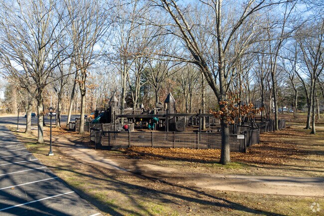 John Grover Wyman Park in North Haven has a unique wooden playground for the kids.