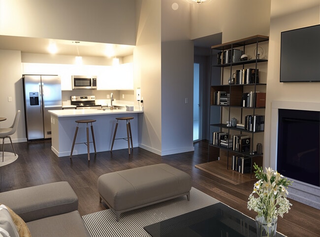 Sala de estar con rincón de desayuno y cocina con decoración virtual - 4643 Bembrick St