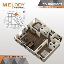 2-Bed A squared 206-606 - Melody Jabooda Apartments
