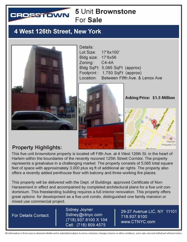 Marketing Brochure/Flyer - 4 W 126th St