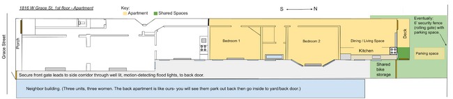 Floorplan of what to expect. Parking is right out back with easy access to Grace. - 1816 W Grace St