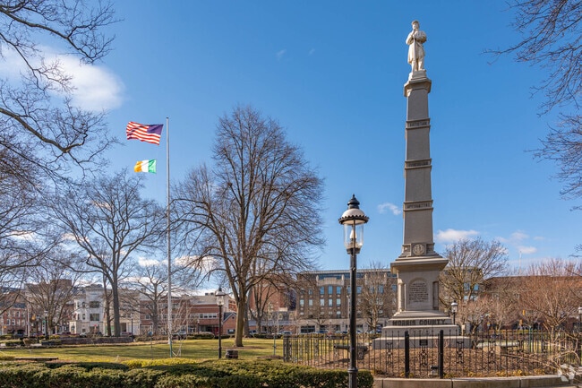 A Civil War monument stands in the center of Morristown.