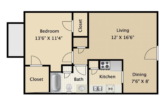 Apartamento de 1 dormitorio Riverside Oaks Signature at Southfield A3 de 704 pies cuadrados, unidad remodelada.png - Riverside soon to be The Signature at Sout...