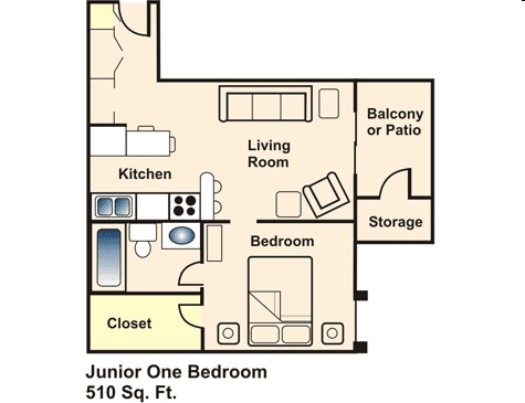 1BR/1BA - Sandstone Apartments