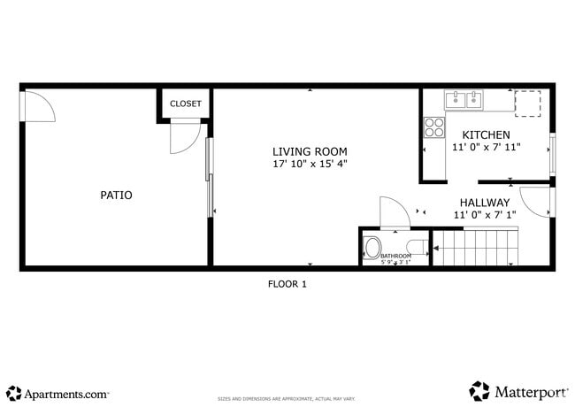 2BR, 1.5BA - 1000SF Floor 1 - Red Mountain Springs