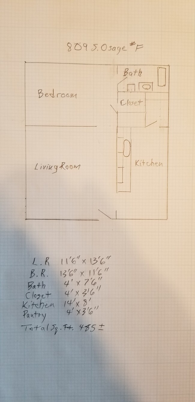 unit f floor plan - 809 S Osage Ave