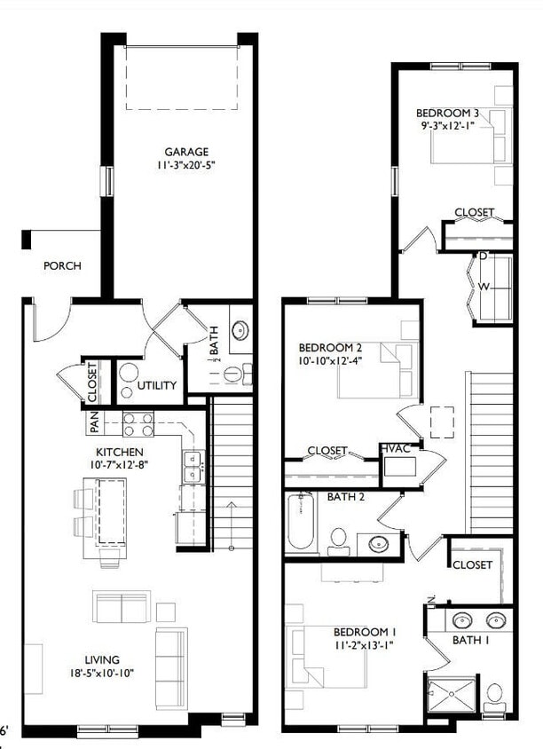Plano de planta - Main Street Townhomes