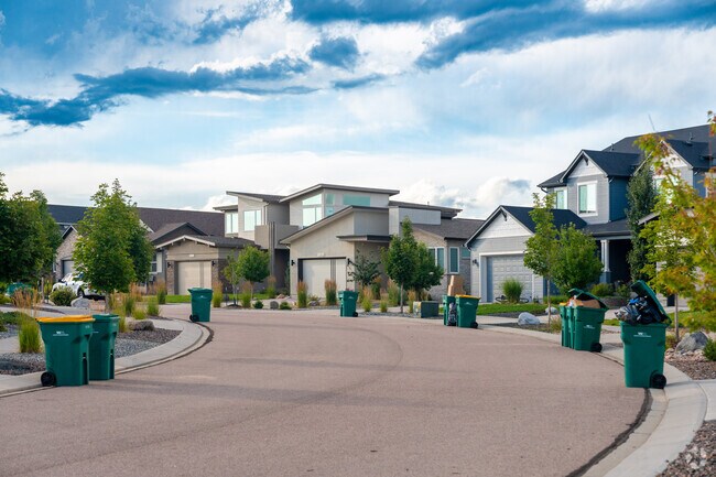 Modern homes make a fair showing in the Wolf Ranch neighborhood.