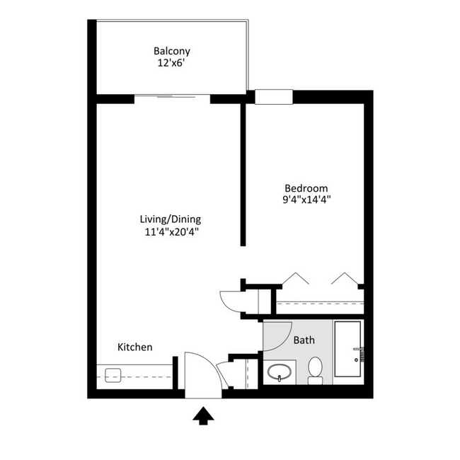 A1 1 Bed 1 Bath with Dimensions.jpg - Cedar Ridge