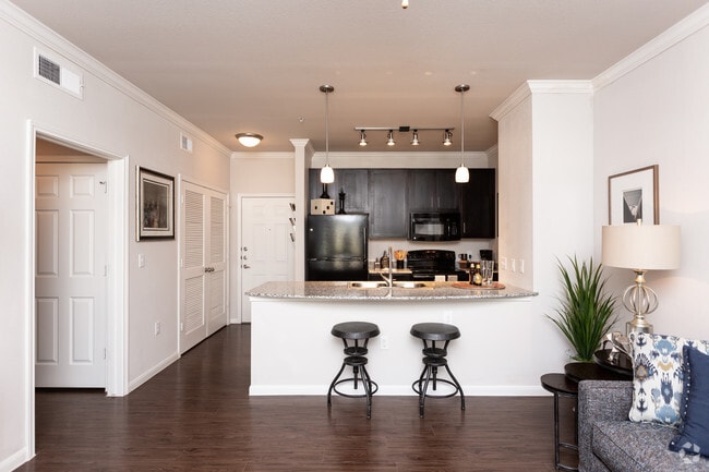 1BR, 1BA - 780SF  The Assana Kitchen and Counter Dining - Cascadia Luxury Apartments