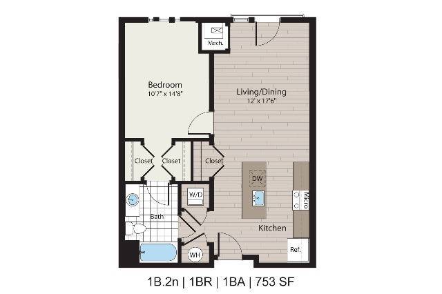 1B.2n 1BD/1BA 753 SF - ICON Residences at The Rotunda