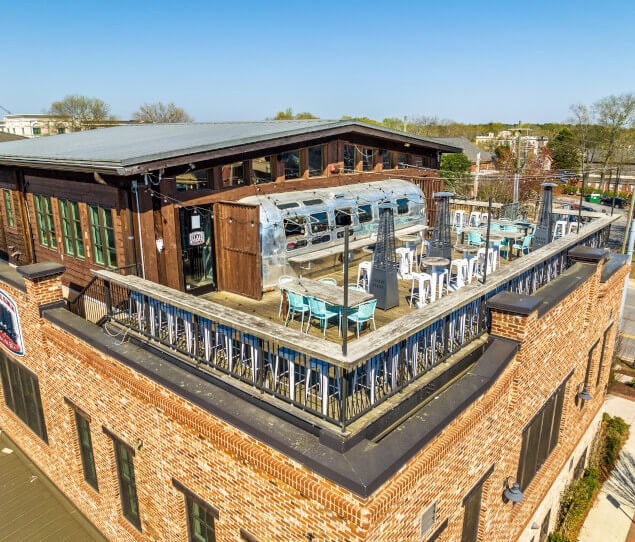 Rooftop seating at Central City Tavern