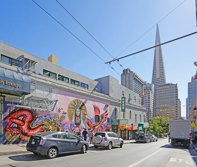 Vibrant murals enhance the neighborhood, such as this one on Grant Avenue