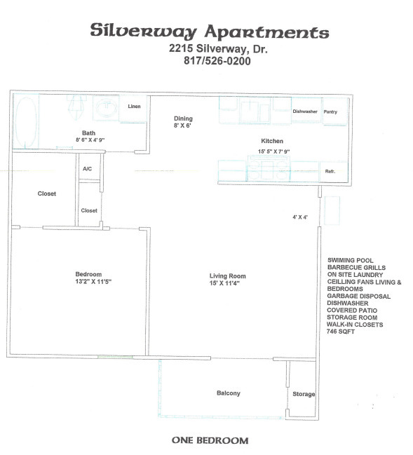 1 Bedroom Floorplan - Silverway Apartments