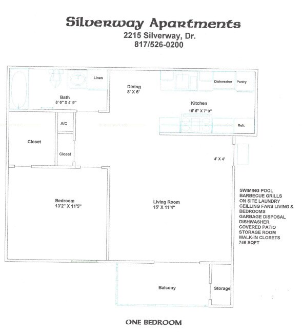 Plano de planta de 1 dormitorio - Silverway Apartments