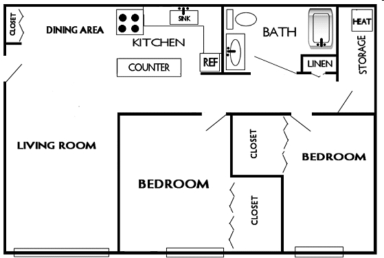 2HAB/1BA - Browning Court Apartments