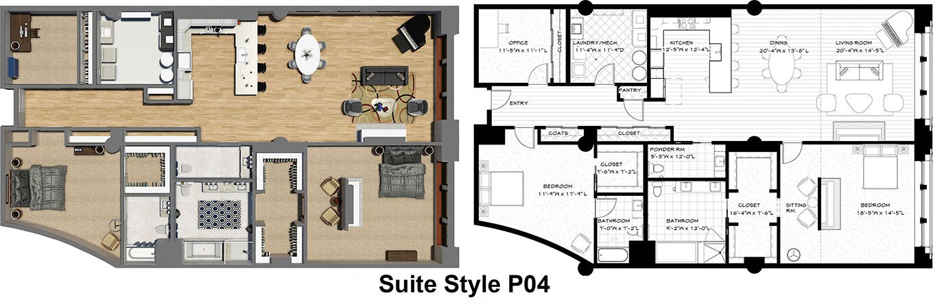 Residences at Halle – Penthouse Suite Styles P04, P06, P07, P08, P09:...