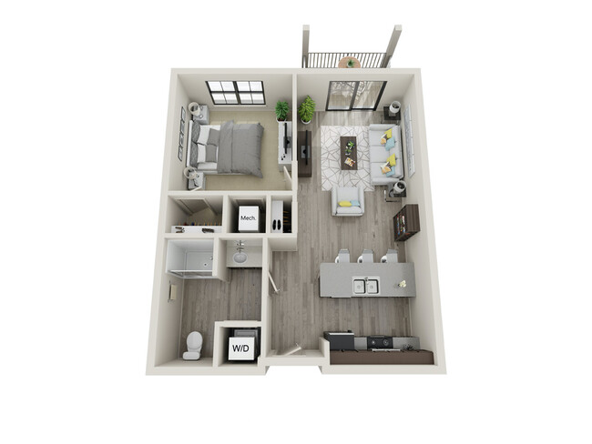 1HAB Plano de apartamento - Niles Post Office Apartments