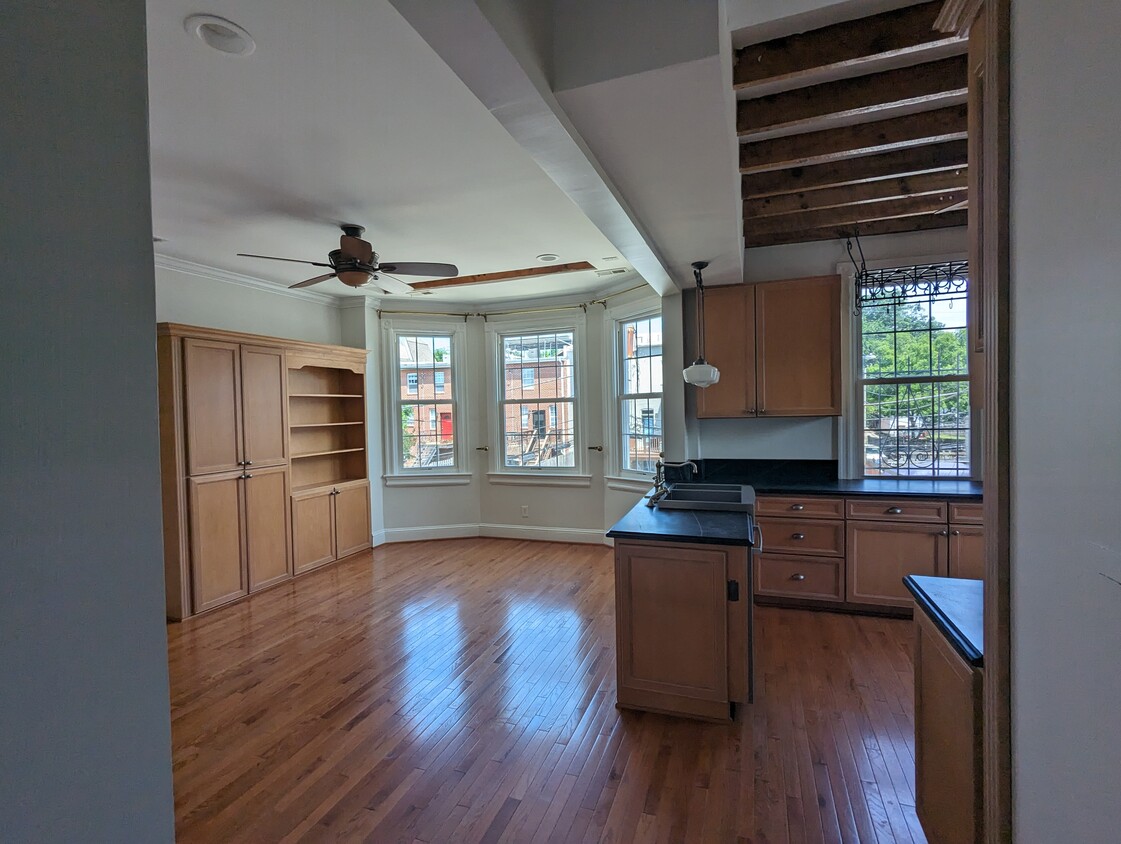 Open Kitchen and Living Room with Built Ins - 4413 GEORGIA AVE NW