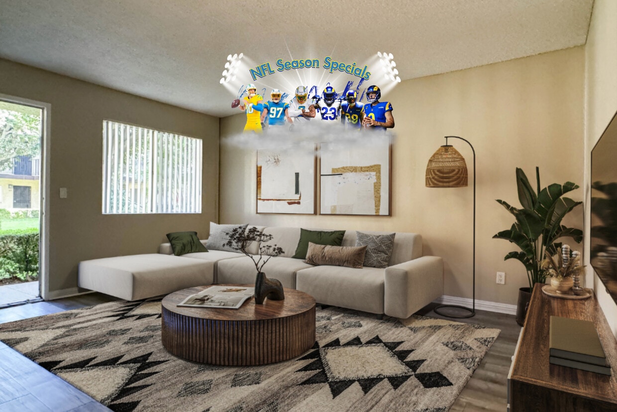 1 BR, 1 BA - Living Room - Orange Terrace Apartments