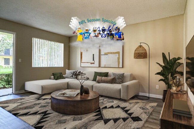 1 BR, 1 BA - Living Room - Orange Terrace Apartments