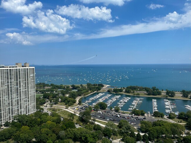 View from the pool facing east. - 2626 N Lakeview Ave